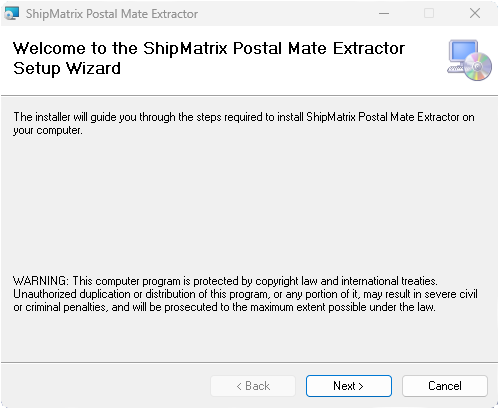 PostalMate Extractor Tool installer